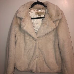 Francesca’s Faux Fur Ivory Coat